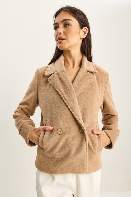 Plush Button-Up Coat with Pockets - Image 5