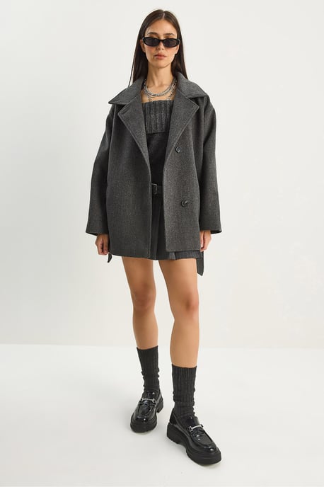 Oversized Midi Jas met Knopsluiting - Image 1
