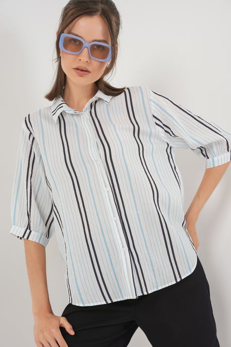 Gestreept Poplin Shirt - Image 1