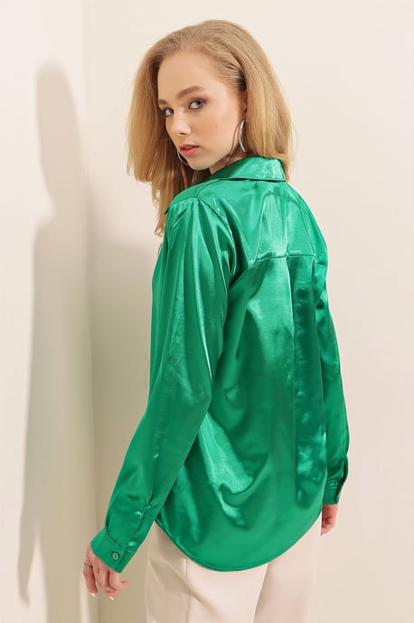 Satin Lange Mouwen Knopshirt - Image 6