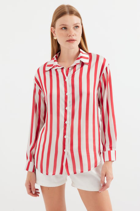 Satin Long Sleeve Button Up Shirt - Image 3