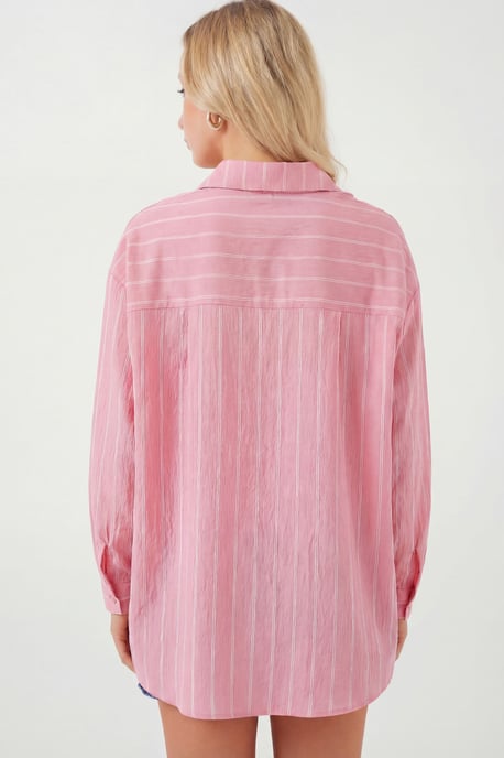 Gestreepte Oversized Blouse met Knopsluiting - Image 3
