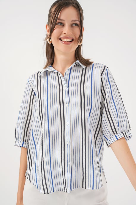 Gestreept Poplin Shirt - Image 1