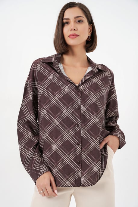 Oversized Plaid Button-Up Shirt - Image 3