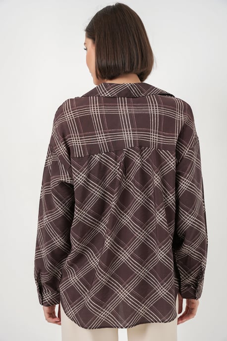 Oversized Plaid Button-Up Shirt - Image 5