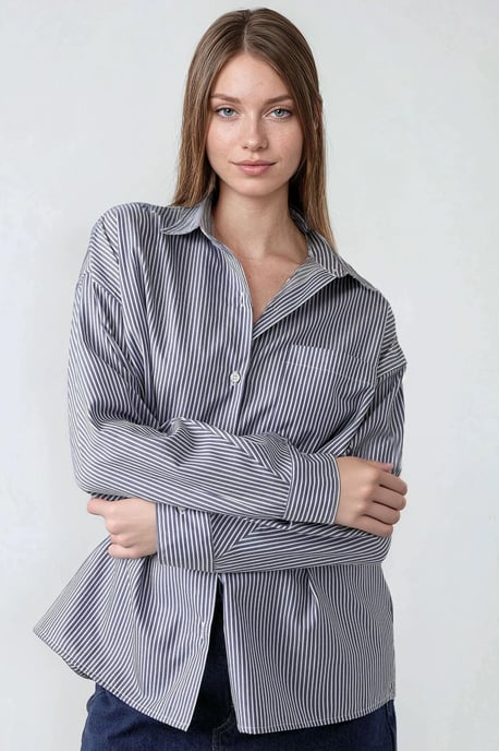 Overgrote Gestreepte Casual Shirt - Image 3