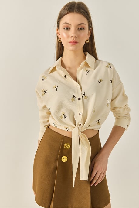 Embroidered Poplin Shirt with Button Closure - Image 3