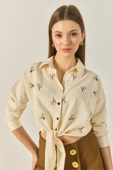 Embroidered Poplin Shirt with Button Closure - Image 4