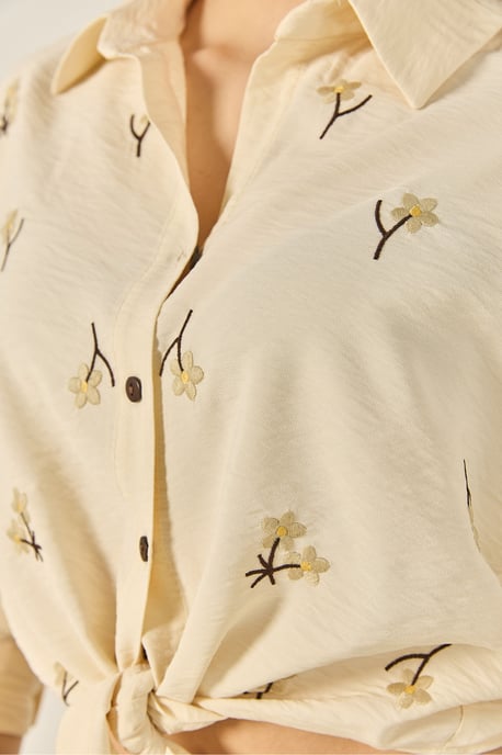 Embroidered Poplin Shirt with Button Closure - Image 6