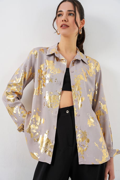 Oversized gestreepte blouse met knopen - Image 1