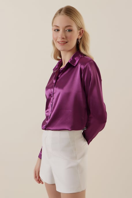 Satin Lange Mouwen Overhemd met Knoopsluiting - Image 3