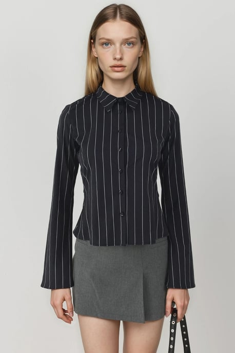 Slim Fit Gestreepte Overhemd met Knopen - Image 6