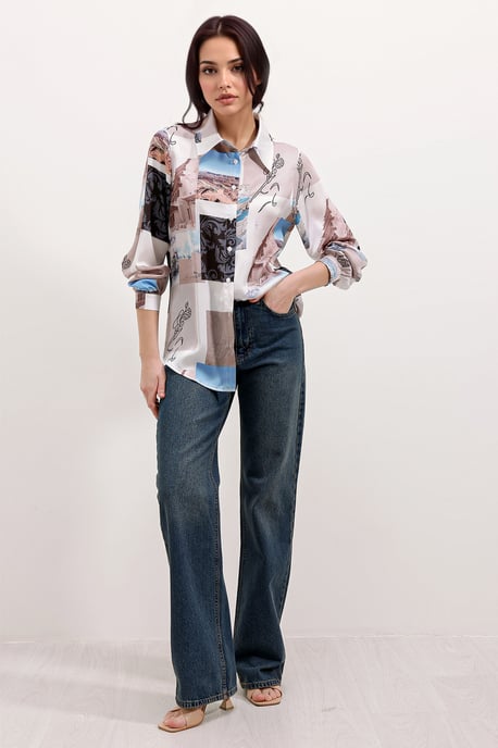 Satin Long Sleeve Button Up Shirt - Image 3