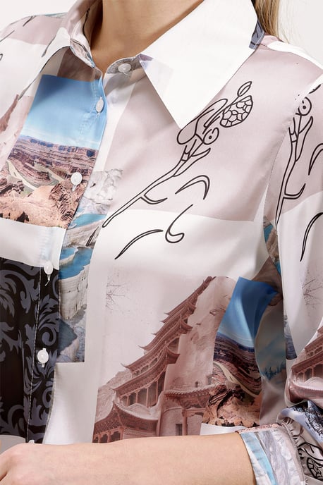 Satin Long Sleeve Button Up Shirt - Image 4