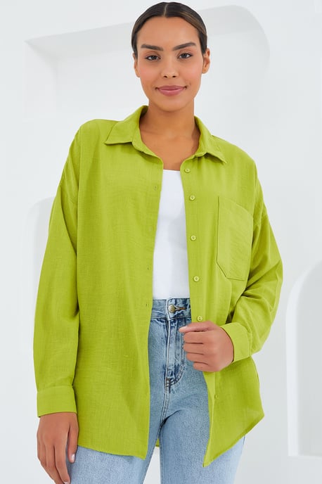 Linnen Blenden Shirt met Knopsluiting - Image 2