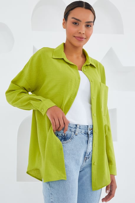 Linnen Blenden Shirt met Knopsluiting - Image 3
