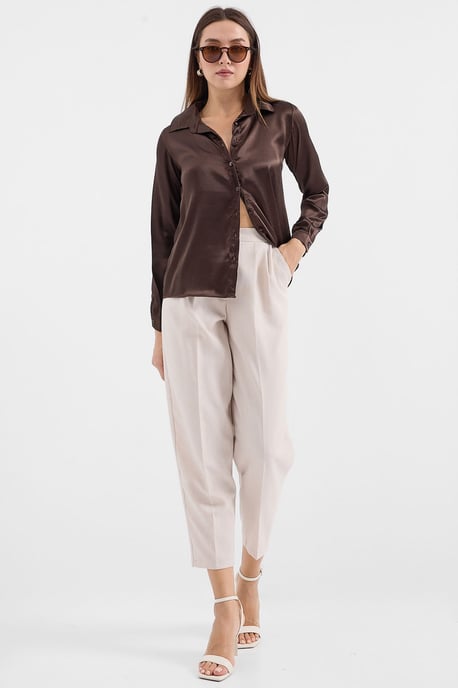 Satin Lange Mouw Knop-Up Shirt - Image 2