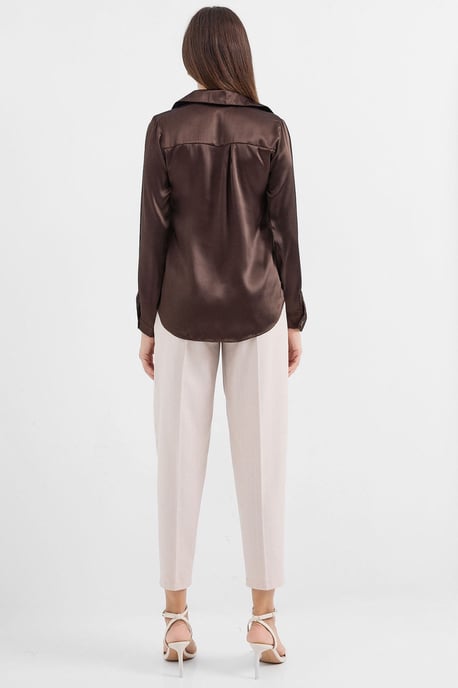 Satin Lange Mouw Knop-Up Shirt - Image 5