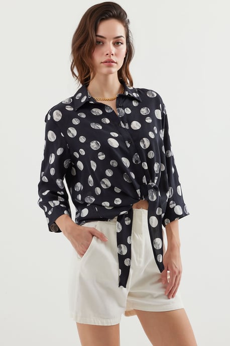 Geprinte Viscose Blouse met Strik - Image 1