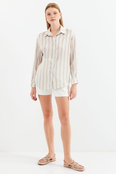 Satin Long Sleeve Button Up Shirt - Image 2
