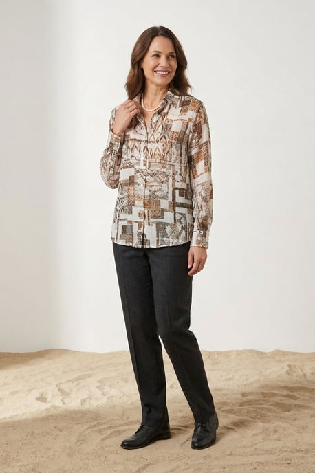 Geometric Pattern Button-Up Shirt - Image 2