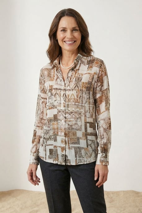Geometric Pattern Button-Up Shirt - Image 3