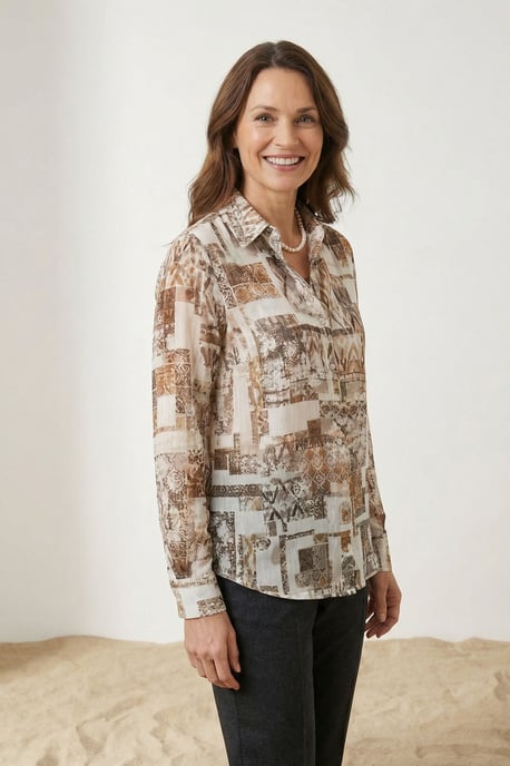 Geometric Pattern Button-Up Shirt - Image 4
