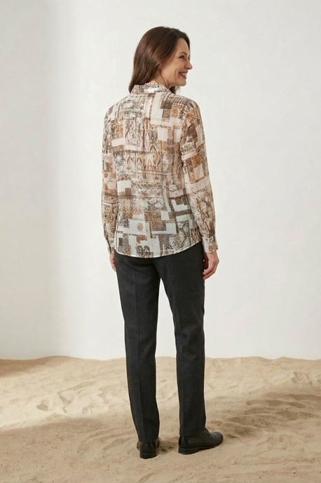 Geometric Pattern Button-Up Shirt - Image 5