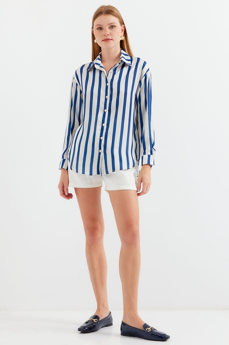 Satin Lange Mouw Knop-Up Shirt - Image 5