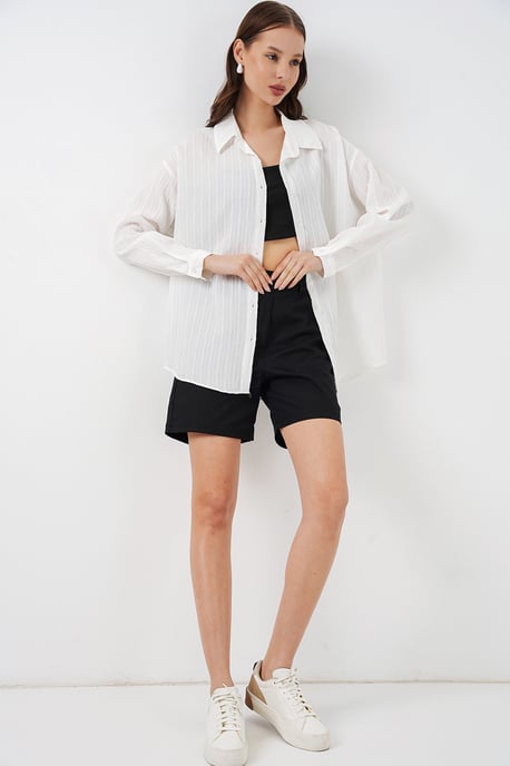 Gestreepte Oversized Blouse met Knopsluiting - Image 2