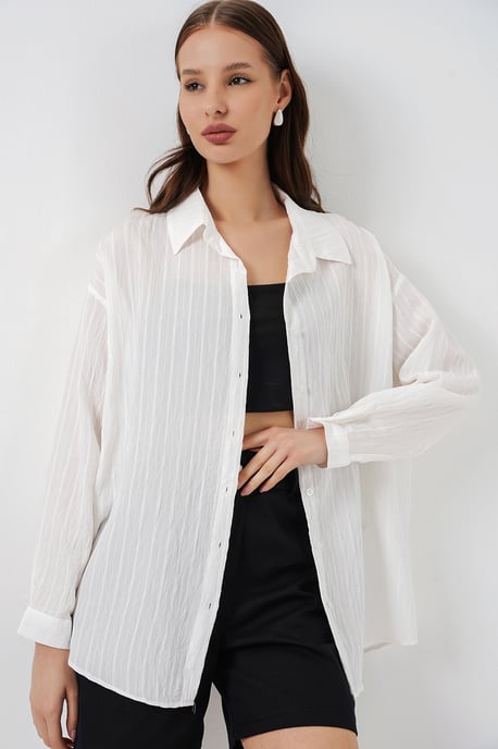Gestreepte Oversized Blouse met Knopsluiting - Image 3