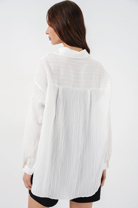 Gestreepte Oversized Blouse met Knopsluiting - Image 5