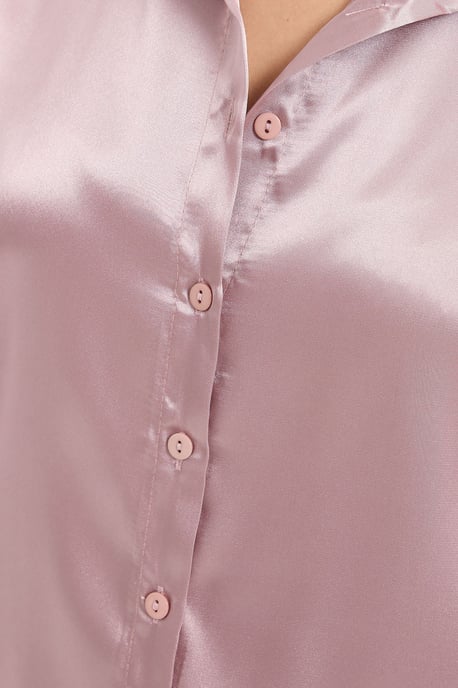 Satin Long Sleeve Button Up Shirt - Image 2