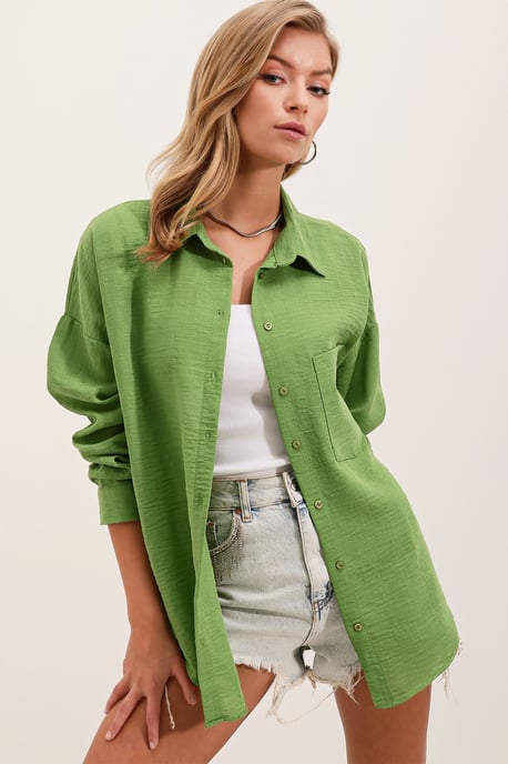 Blus i Linneblandning med Knappar - Image 4