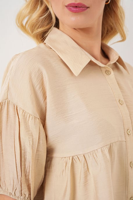 Loose-Fit Korte Knopenblouse met Kraag - Image 5