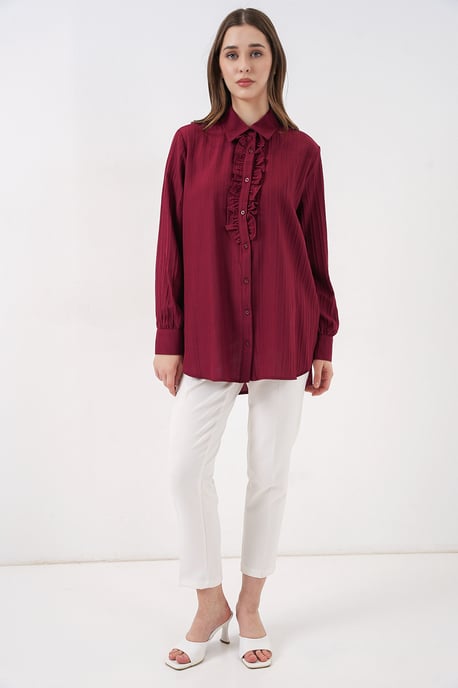 Ruffle Detailed Textured Shirt - Image 2