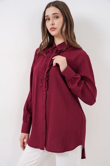 Ruffle Detailed Textured Shirt - Image 3