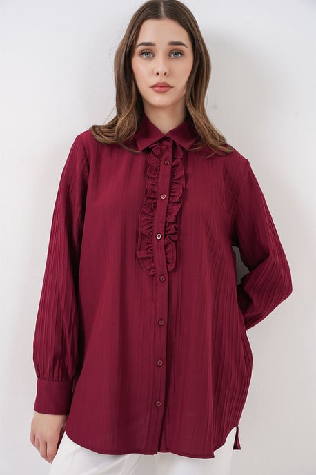 Ruffle Detailed Textured Shirt - Image 4