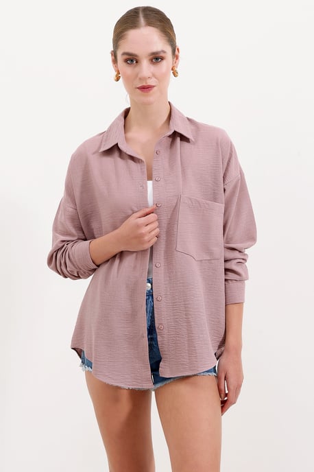 Linnen Gemixt Shirt met Knopen Sluiting - Image 2