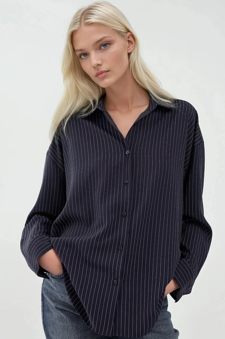 Oversized Randig Skjorta - Image 1