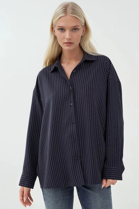 Oversized Randig Skjorta - Image 3