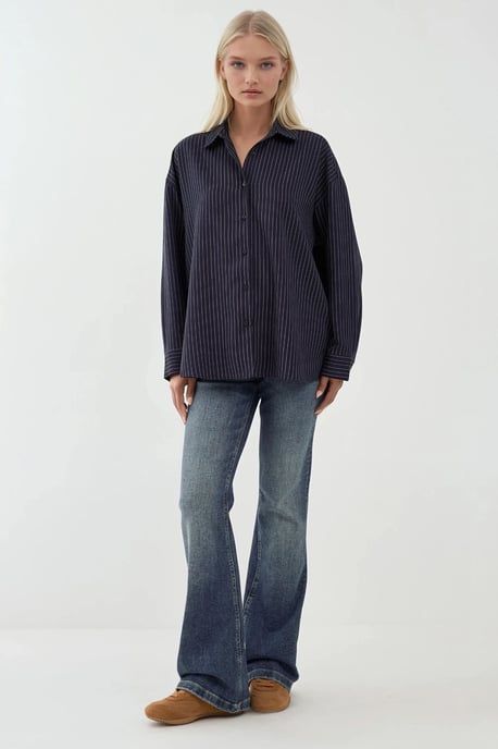 Oversized Randig Skjorta - Image 5