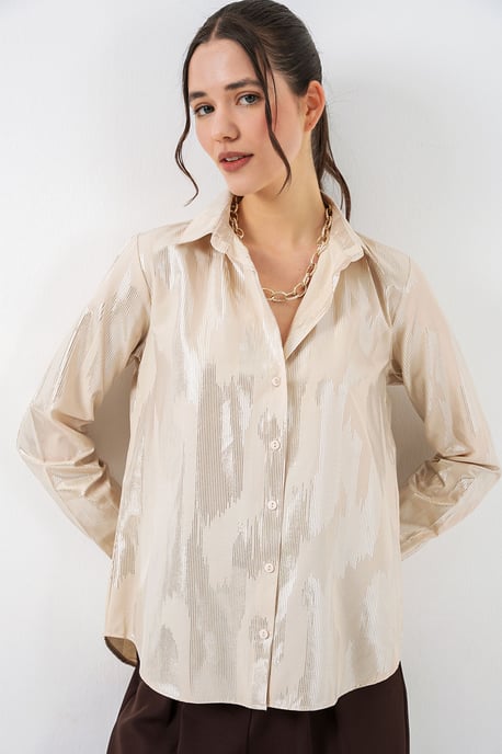 Oversized gestreepte blouse met knopen - Image 4
