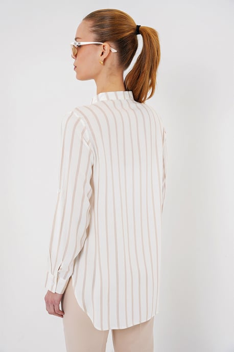 Striped Button-Up Long Sleeve Shirt with Pocket - Image 6