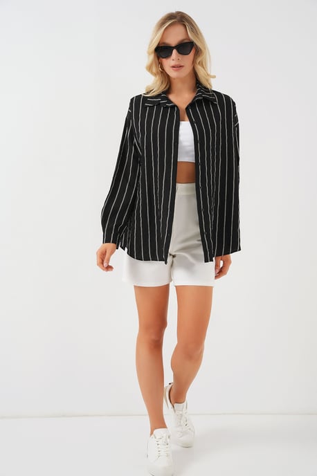 Gestreepte Oversized Blouse met Knopsluiting - Image 2