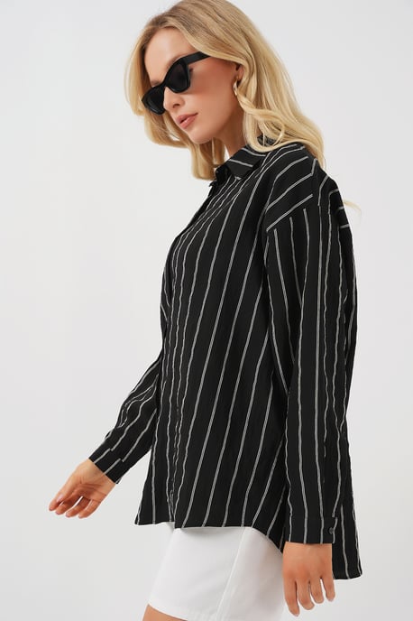Gestreepte Oversized Blouse met Knopsluiting - Image 3
