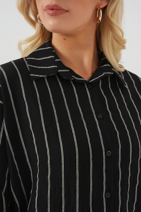 Gestreepte Oversized Blouse met Knopsluiting - Image 6