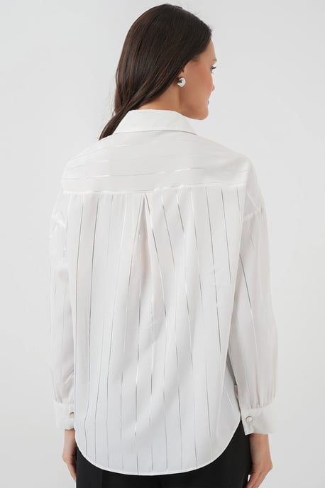 Lös Passform Randig Poplin Skjorta med Knappar - Image 6