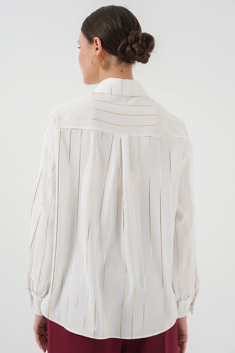 Lös Passform Randig Poplin Skjorta med Knappar - Image 6