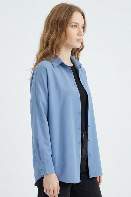 Relaxed Fit Poplin Shirt with Button Closure - Image 4